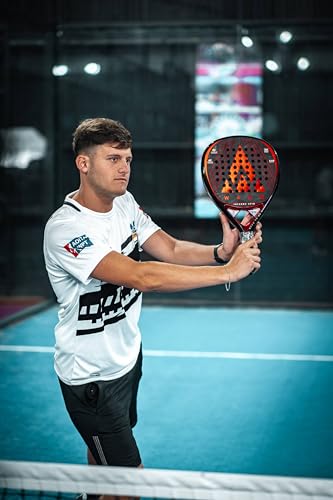 Warm Inferno Spin Teardrop Padel Racket – 3K Carbon Fiber Face, EVA Core for Balanced Control & Power, 3D Spin Texture | Includes 2 Premium Overgrips
