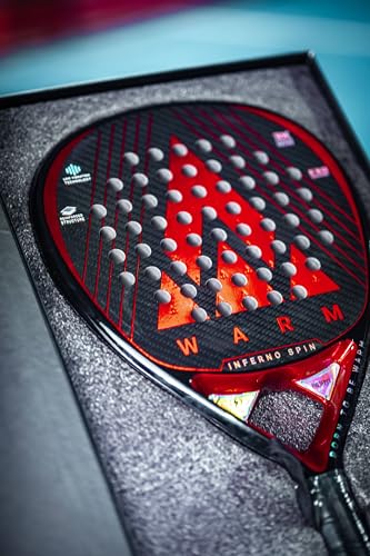 Warm Inferno Spin Teardrop Padel Racket – 3K Carbon Fiber Face, EVA Core for Balanced Control & Power, 3D Spin Texture | Includes 2 Premium Overgrips