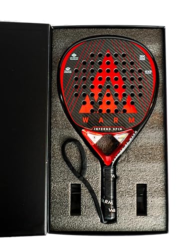 Warm Inferno Spin Teardrop Padel Racket – 3K Carbon Fiber Face, EVA Core for Balanced Control & Power, 3D Spin Texture | Includes 2 Premium Overgrips