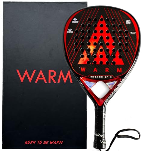 Warm Inferno Spin Teardrop Padel Racket – 3K Carbon Fiber Face, EVA Core for Balanced Control & Power, 3D Spin Texture | Includes 2 Premium Overgrips